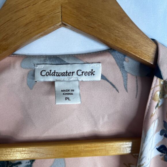 Coldwater Creek Floral Print Open Front Kimono Cardigan Pink Size PL Cottage - Picture 7 of 10